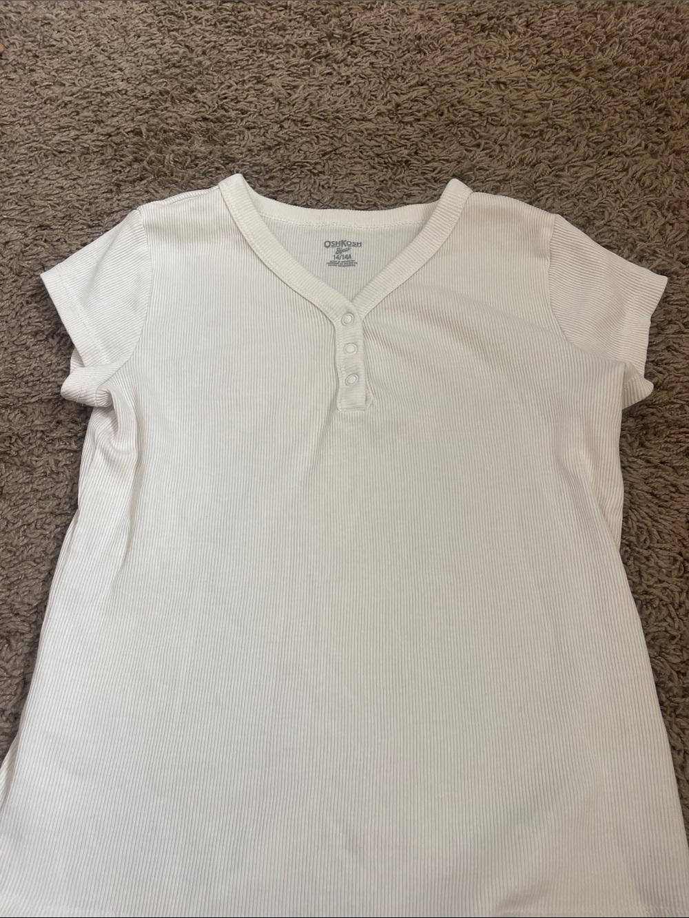 OshKosh B'gosh White Ribbed Short-Sleeve Henley Tee